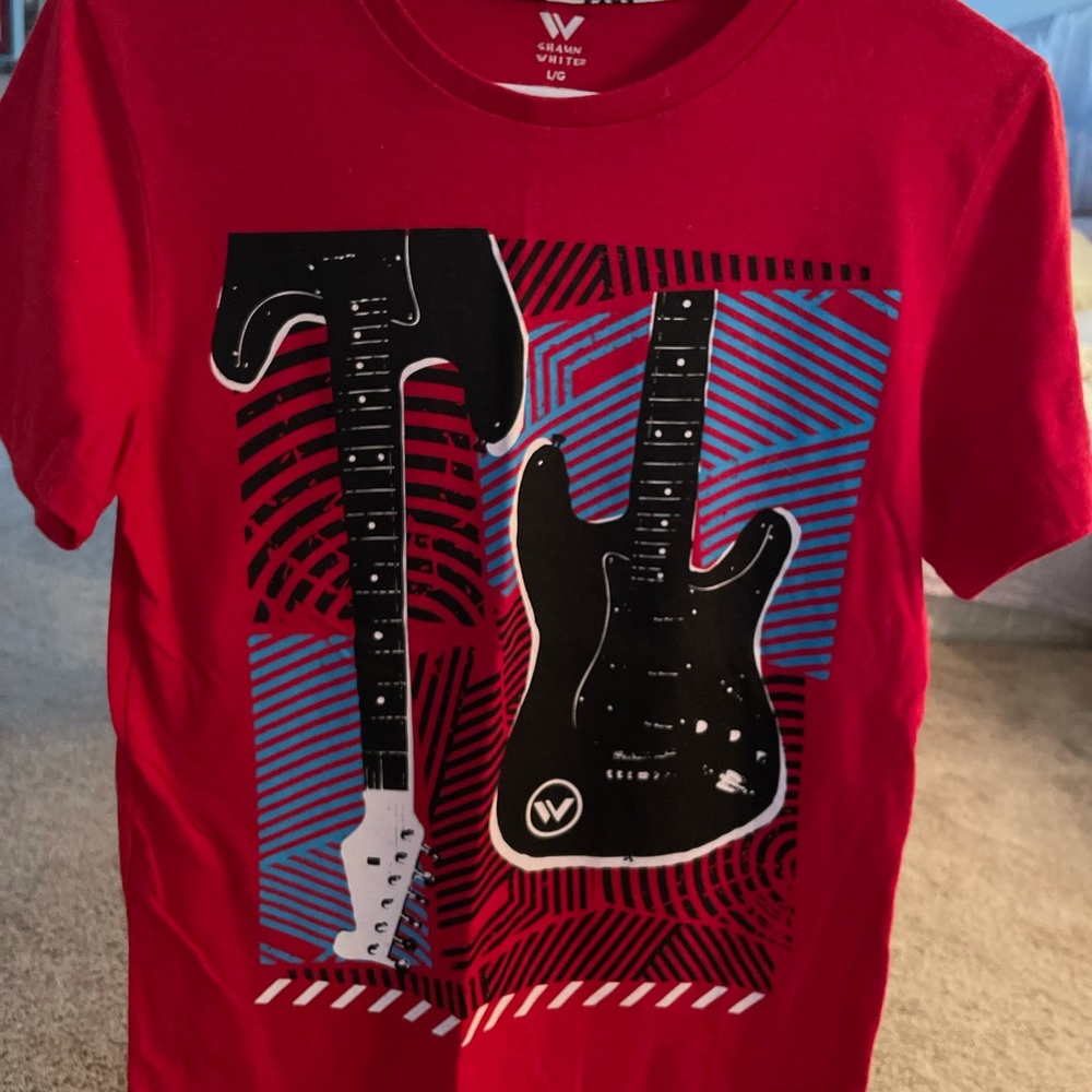 Red Shawn white tee